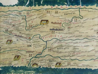Detail of Roman Gaul from the Peutinger map copy